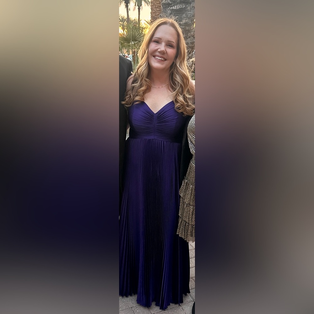 White House Black Market Purple Ruched Dress